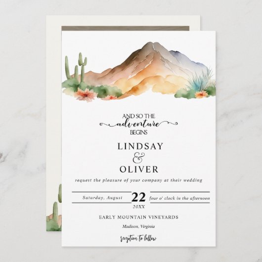 Rustieke bergen | Woestijnbruiloft Kaart (Voorkant / Achterkant)