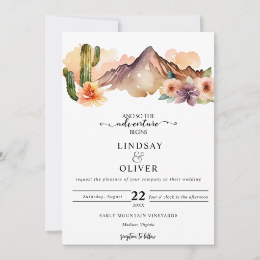 Rustieke bergen | Woestijnbruiloft Kaart (Voorkant)