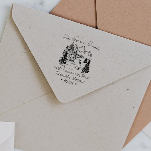 Rustieke berghut schets retouradres  zelfinktende stempel