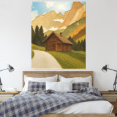 Rustieke berghut wandkunst afdruk canvas afdruk (Insitu (Slaapkamer))