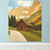 Rustieke berghut wandkunst afdruk canvas afdruk (Insitu (Houten vloer))