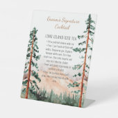 Rustieke berglandschap bruidegom Signature Cocktai Reclamebord Met Voetstuk (Voorkant)