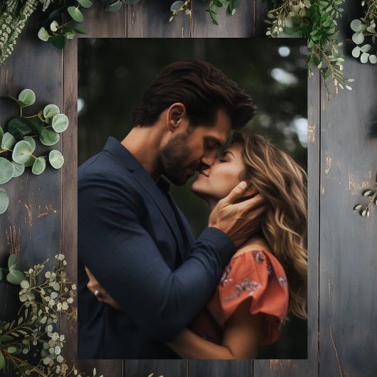 Rustieke bergmeer bos foto trouwdag save the date