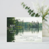 Rustieke bergmeer reflectie bruiloft RSVP Kaartje (Staand voorkant)
