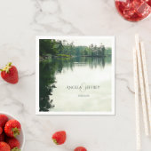 Rustieke bergmeer reflectie bruiloft servet (Insitu)