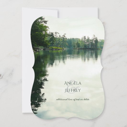 Rustieke bergmeer reflectie bruiloft uitnodiging (Achterkant)