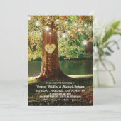 Rustieke bergmeer twinkellichtjes bruiloft kaart (Staand voorkant)