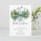 Rustieke bergmeer waterverf bruidslunch kaart (Staand voorkant)