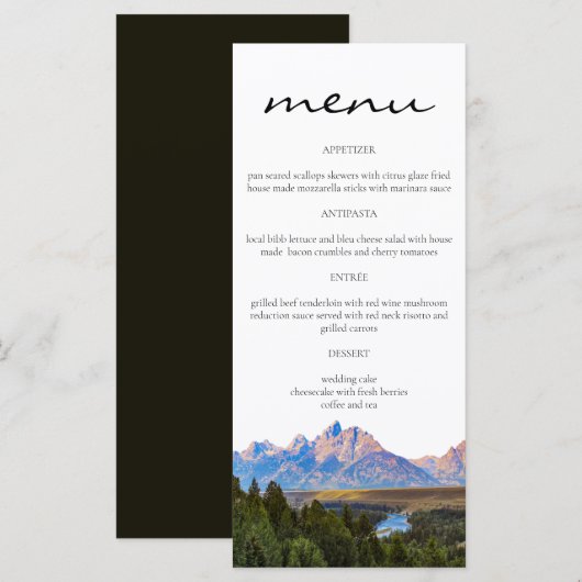 Rustieke bergmenukaarten menu (Voorkant / Achterkant)