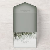 Rustieke bergnevel bos groen QR-code All In One Uitnodiging (Buitenkant)