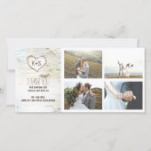 Rustieke berk bark hart bruiloft dank u bedankkaart (Voorkant)