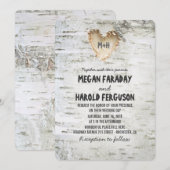 Rustieke berk bark hart bruiloft kaart (Voorkant / Achterkant)