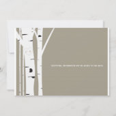 Rustieke berk boom gesneden hart bruiloft uitnodig kaart (Achterkant)