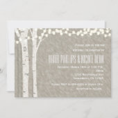 Rustieke berk boom string verlichting bruiloft uit kaart (Voorkant)