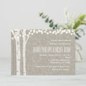 Rustieke berk boom string verlichting bruiloft uit kaart (Staand voorkant)