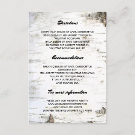 Rustieke berk bruiloft details - Informatie Informatiekaartje