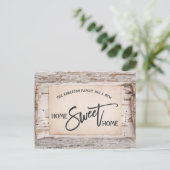 Rustieke berk huis lief huis bewegende aankondigin briefkaart (Staand voorkant)