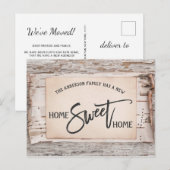 Rustieke berk huis lief huis bewegende aankondigin briefkaart (Voorkant / Achterkant)