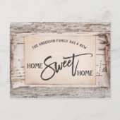 Rustieke berk huis lief huis bewegende aankondigin briefkaart (Voorkant)