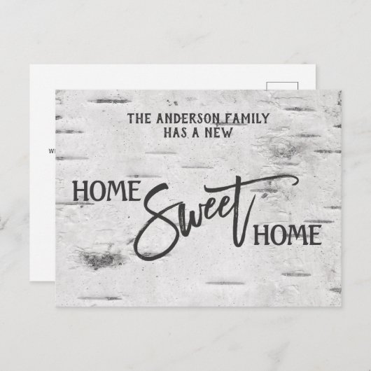 Rustieke berk huis lief huis bewegende aankondigin briefkaart (Voorkant / Achterkant)