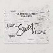 Rustieke berk huis lief huis bewegende aankondigin briefkaart (Voorkant)