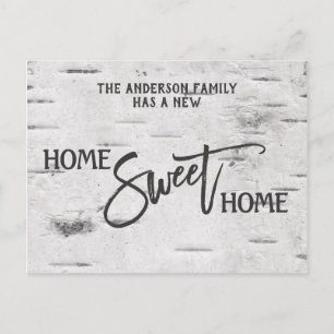 Rustieke berk huis lief huis bewegende aankondigin briefkaart