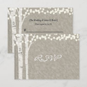 Rustieke berk lichtslinger antwoordkaart kaart (Voorkant / Achterkant)