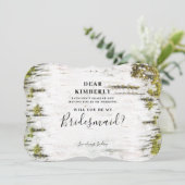 Rustieke berk zal je mijn bruidsmeisje zijn kaart (Staand voorkant)