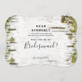 Rustieke berk zal je mijn bruidsmeisje zijn kaart