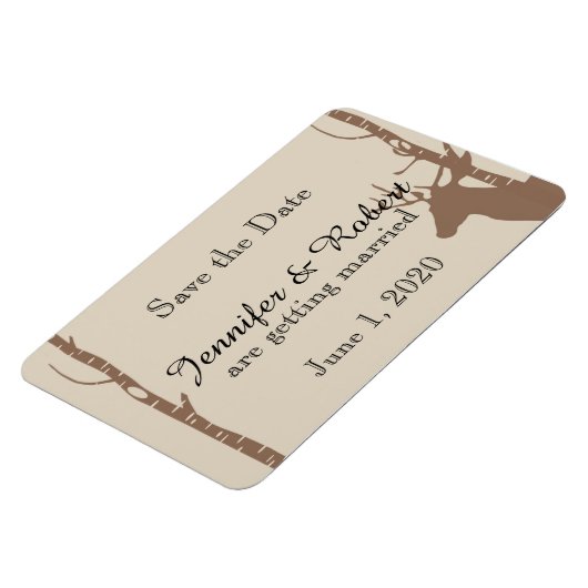 Rustieke berken bomen en herten bruiloft opslaan v magneet (Linkerzijde)