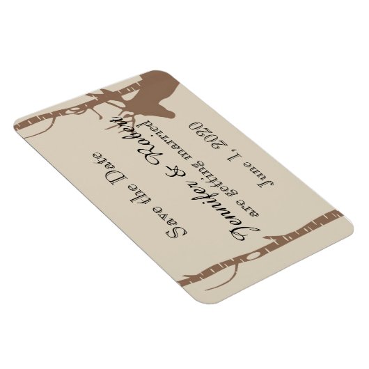 Rustieke berken bomen en herten bruiloft opslaan v magneet (Rechterzijde)