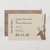 Rustieke berken bomen en herten bruiloft opslaan v save the date (Voorkant / Achterkant)