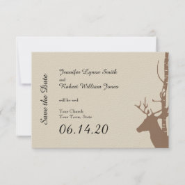 Rustieke berken bomen en herten bruiloft opslaan v save the date