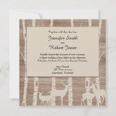 Rustieke berken bomen en herten bruiloft uitnodigi kaart (Voorkant)