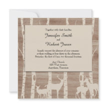 Rustieke berken bomen en herten bruiloft uitnodigi