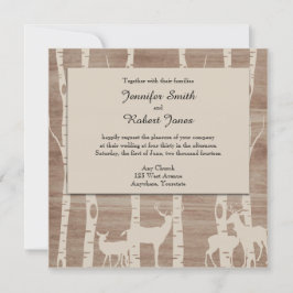 Rustieke berken bomen en herten bruiloft uitnodigi kaart