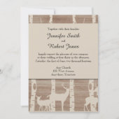 Rustieke berken bomen en herten bruiloft uitnodigi kaart (Voorkant)