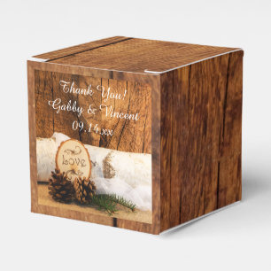 Rustieke berken boom en schuur hout Woodland bruil Bedankdoosjes