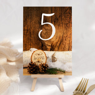 Rustieke Berken Boomschuur Hout Trouwtafel Nummers Kaart