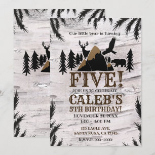 Rustieke berken buiten-wildernis verjaardagsfeestj kaart