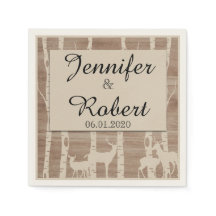 Rustieke berken herten bruiloft servet