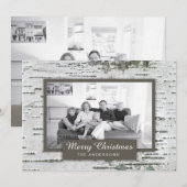 Rustieke Berken Hout Kerstmis Twee Fotokaart Feestdagenkaart (Voorkant / Achterkant)