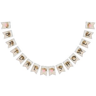 Rustieke berken houten harten bruin Vrijgezellenfe Vlaggetjes