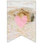 Rustieke berken houten harten bruin Vrijgezellenfe Vlaggetjes (Eerste vlag)