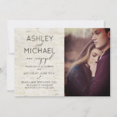 Rustieke Berken Typografie Foto Verlovingsfeest Kaart (Voorkant)