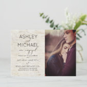 Rustieke Berken Typografie Foto Verlovingsfeest Kaart (Staand voorkant)