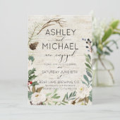 Rustieke Berken Winter Foto Typografie Party Kaart (Staand voorkant)