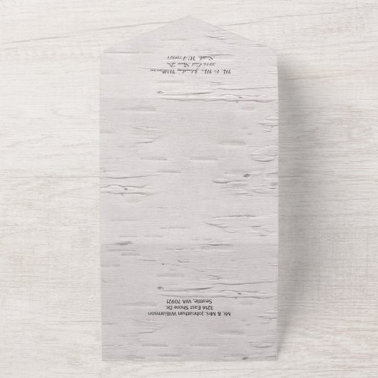 Rustieke berkenbomen en herten bruiloft all in one uitnodiging (Buitenkant)