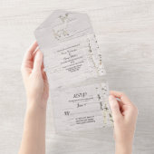 Rustieke berkenbomen en herten bruiloft all in one uitnodiging (Afscheurbaar)