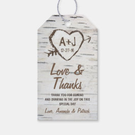 Rustieke berkenboom Bark bruiloft dank u Labels Cadeaulabel